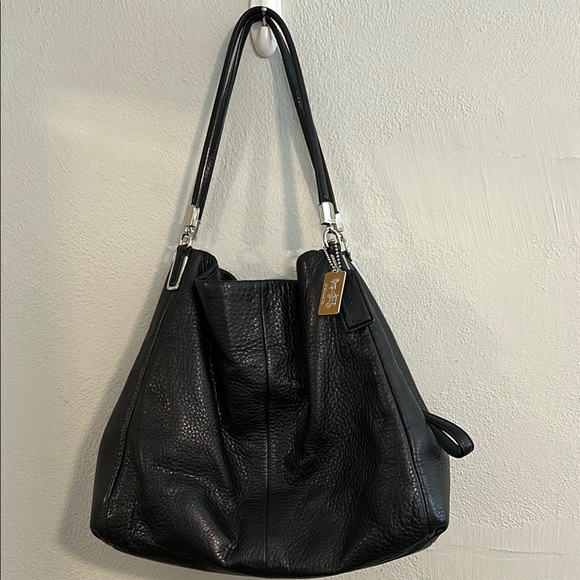 Coach Black Leather Shoulder Bag with Silver Hardware with matching wallet. - Picture 1 of 4